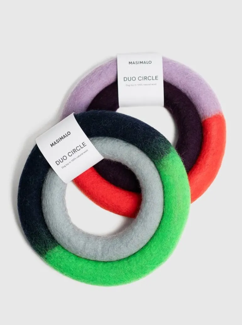 Masimalo Duo Circle dog toy, neon green - blue