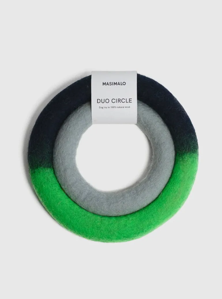 Masimalo Duo Circle dog toy, neon green - blue