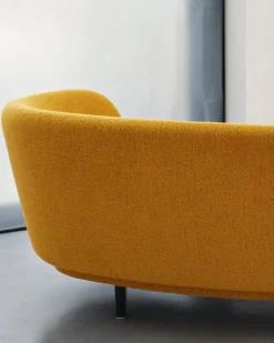 Massproductions Dandy 2-seater sofa, black stained oak - Sahco Safire 0017