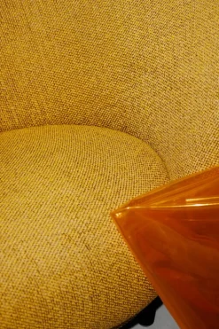 Massproductions Dandy 2-seater sofa, black stained oak - Sahco Safire 0017