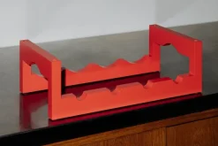 Massproductions Silo stackable wine rack, pure red painted beech