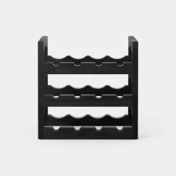 Massproductions Silo stackable wine rack, black stained ash