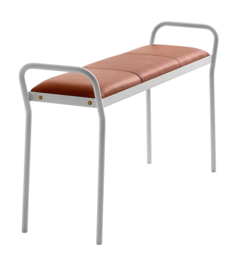 Maze Anytwo bench, white - vintage cognac