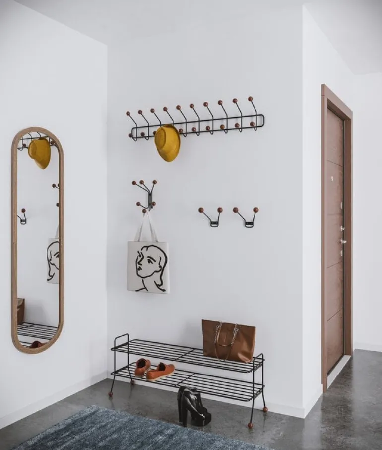 Maze Bill coat rack, XXS, black - walnut stained ash