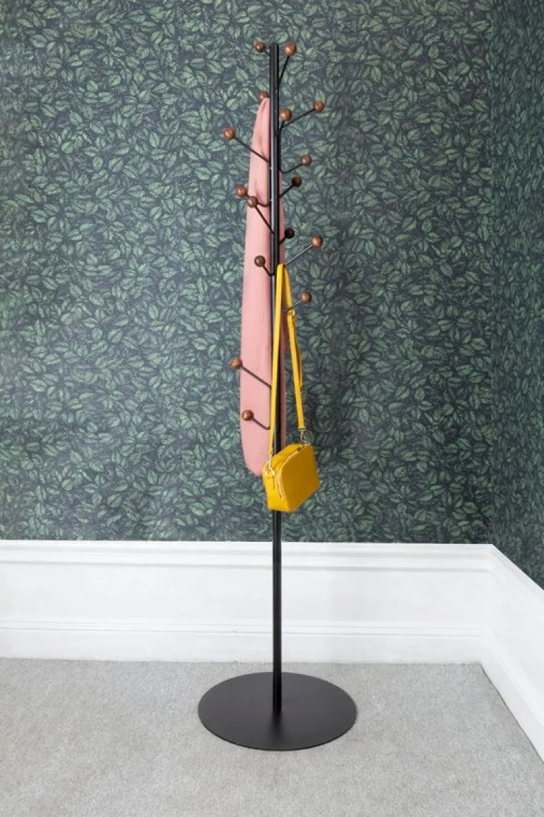 Maze Bill coat stand, black - walnut stained ash