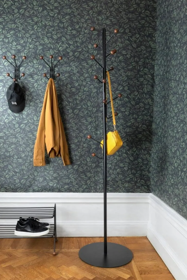 Maze Bill coat stand, black - walnut stained ash