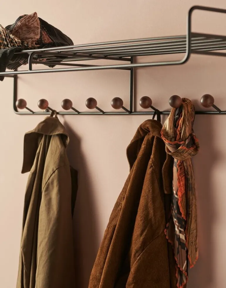 Maze Bill hat rack, L, black - walnut stained ash