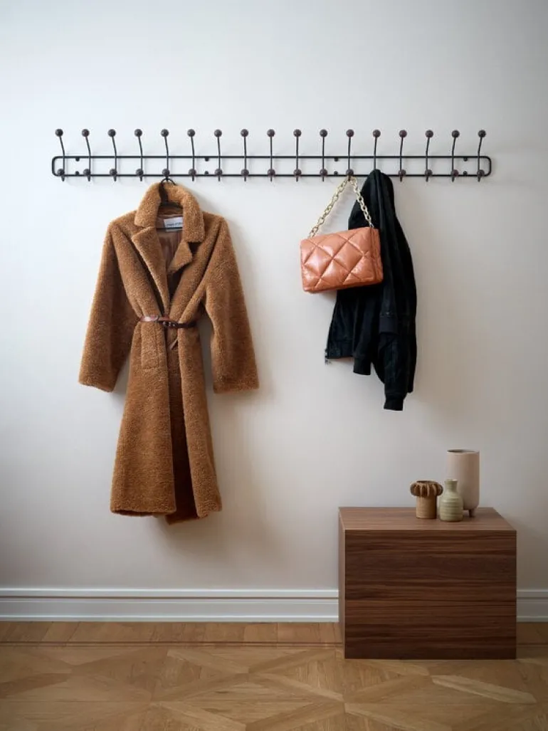 Maze Bill horizontal coat rack, XL, black - walnut stained ash