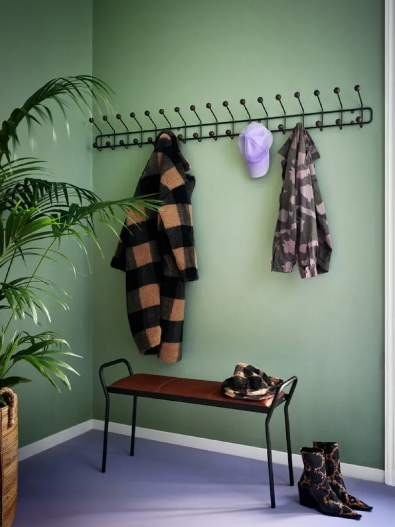 Maze Bill horizontal coat rack, XL, black - walnut stained ash