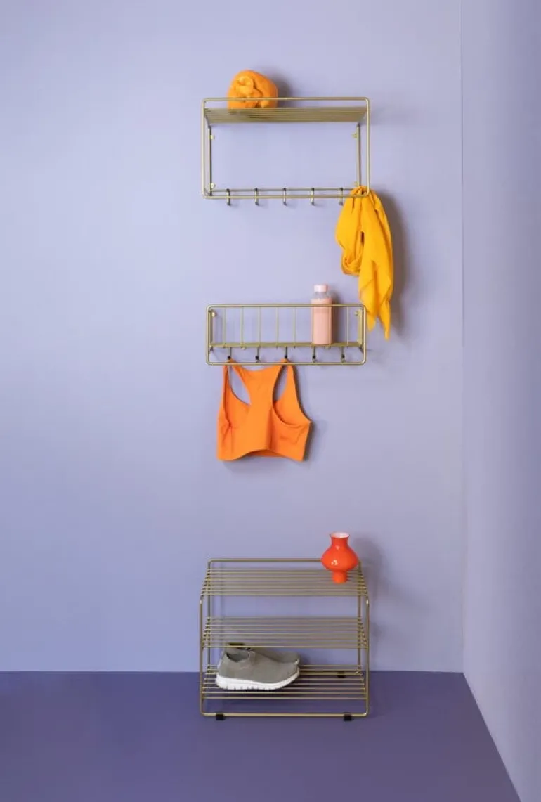 Maze Downtown shoe shelf, brass