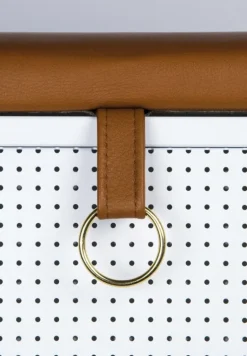 Maze Frank storage bench, white - cognac