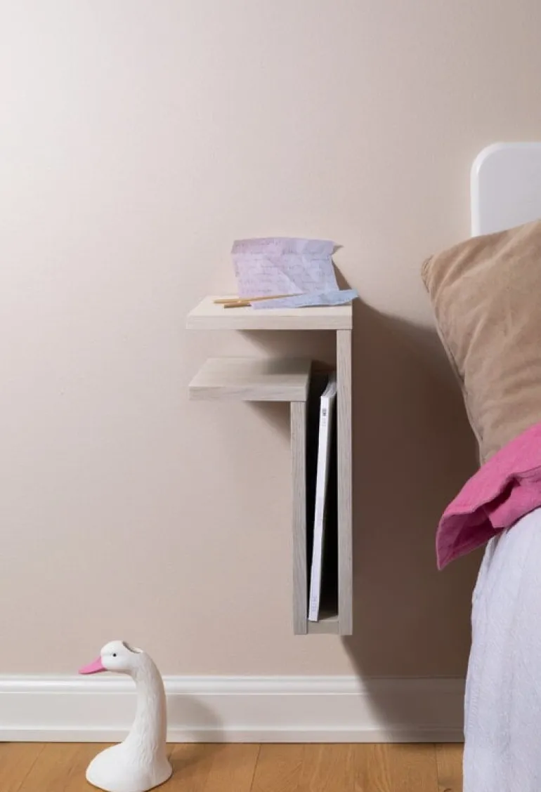 Maze F-shelf, left, white oak