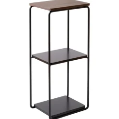 Maze Mixrack floor shelf, dark stained oak - black