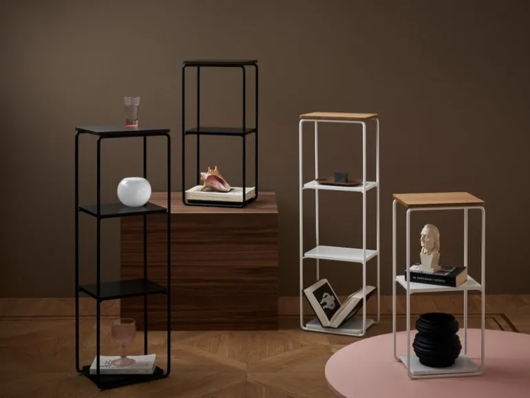 Maze Mixrack floor shelf, L, dark stained oak - black