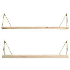 Maze Pythagoras Play shelf with brackets, 2 pcs, pine - brass