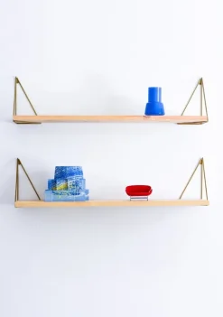 Maze Pythagoras Play shelf with brackets, 2 pcs, pine - brass