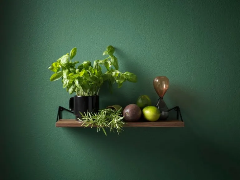 Maze Pythagoras XS shelf with brackets, walnut - black