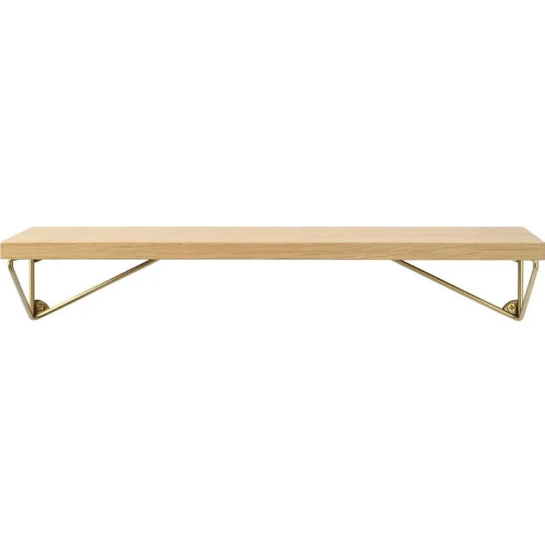 Maze Pythagoras XS shelf with brackets, oak - brass
