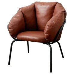 Maze Same Easy armchair, black - brown leather