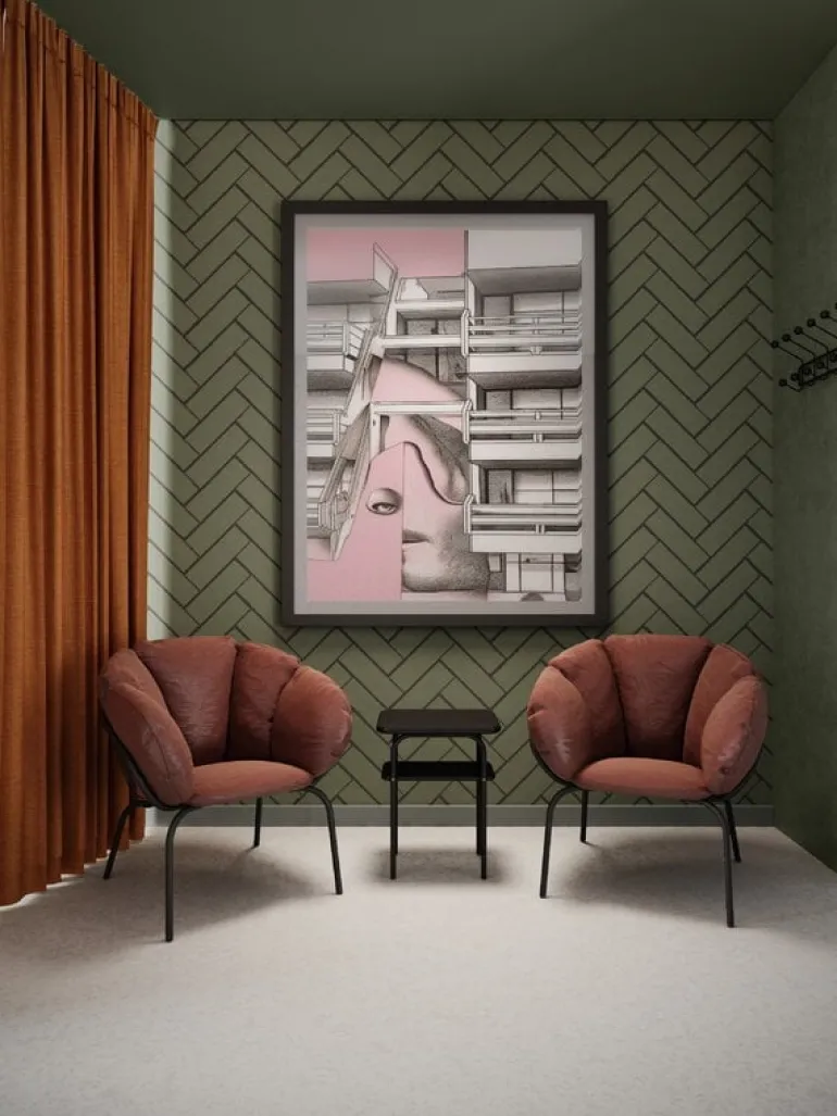 Maze Same Easy armchair, black - brown leather