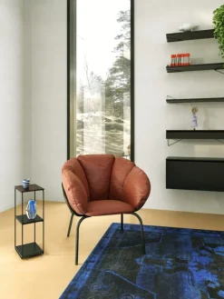 Maze Same Easy armchair, black - brown leather