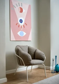 Maze Same Easy armchair, white - taupe fabric