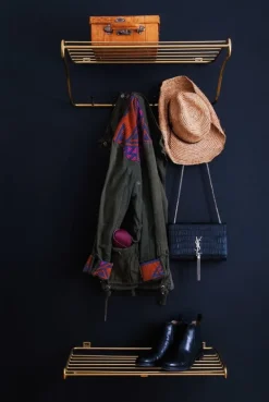 Maze Shoe Shelf, brass