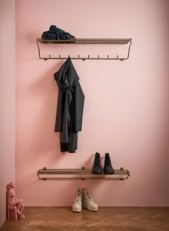 Maze Shoe Shelf, L, brass