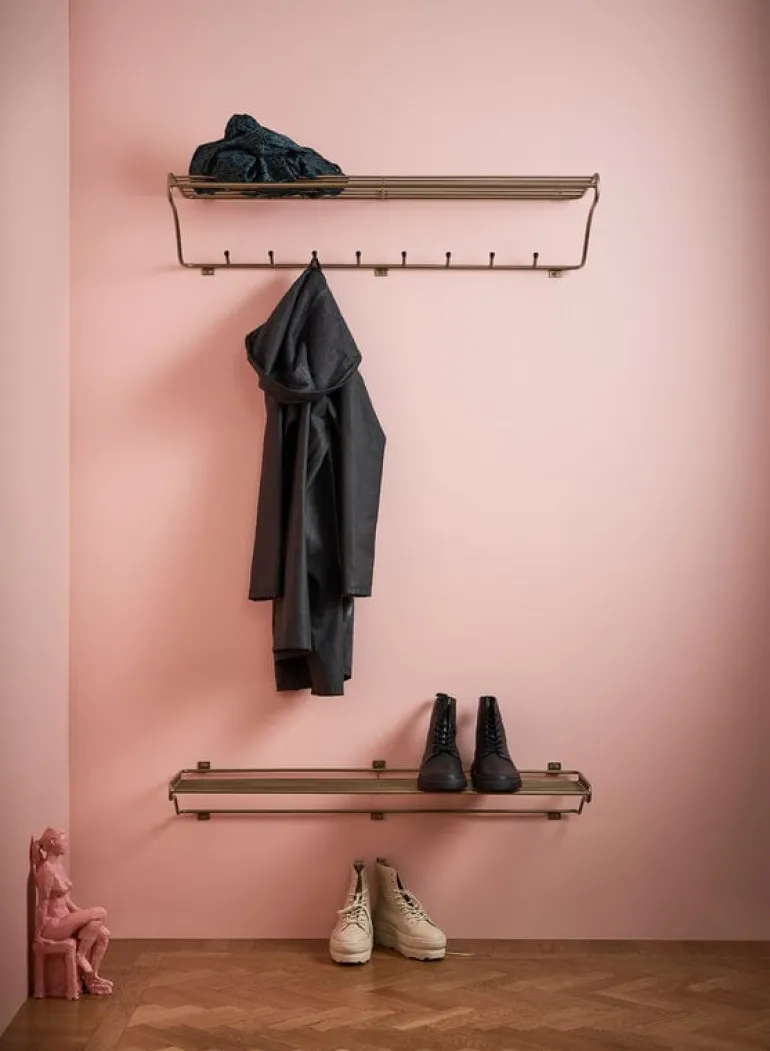 Maze Shoe Shelf, L, brass