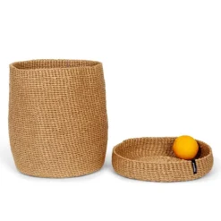 Mifuko Kiondo basket with lid, L, brown