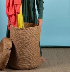 Mifuko Kiondo basket with lid, XL, brown