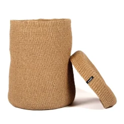 Mifuko Kiondo basket with lid, XL, brown