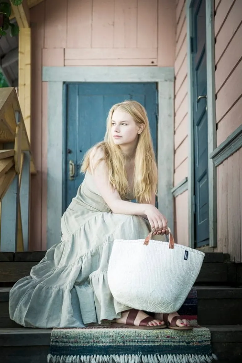 Mifuko Kiondo market basket, L, white