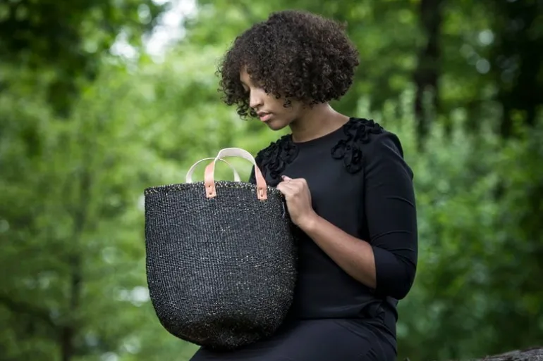 Mifuko Kiondo market basket, M, black