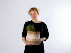 Mifuko Pamba basket, S, white - brown