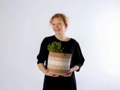 Mifuko Pamba basket, S, white - brown