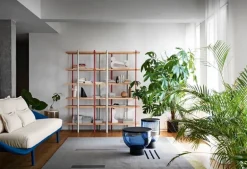 Miniforms Milonga bookcase, canapa-bloody mary-flamed oak