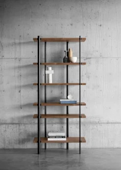 Miniforms Milonga bookcase, canapa-bloody mary-flamed oak