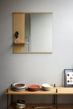 Moebe Mirror with a shelf, 70 cm, oak