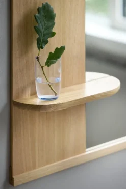 Moebe Mirror with a shelf, 70 cm, oak