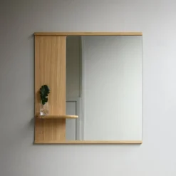 Moebe Mirror with a shelf, 70 cm, oak