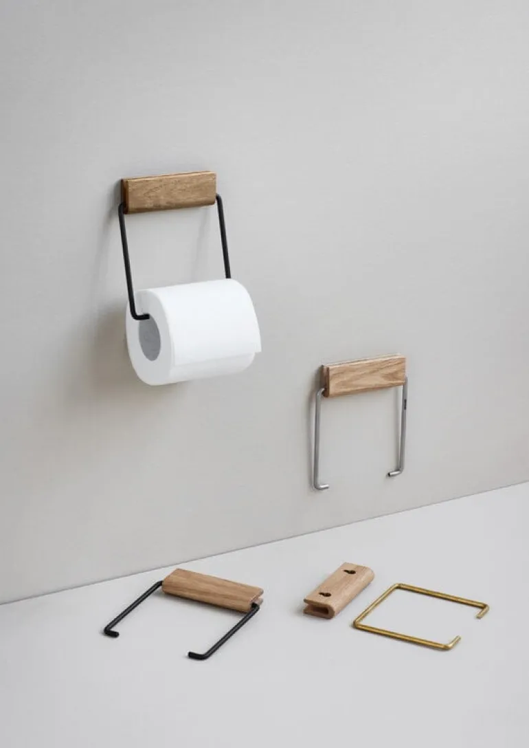 Moebe Toilet roll holder, oak - brass