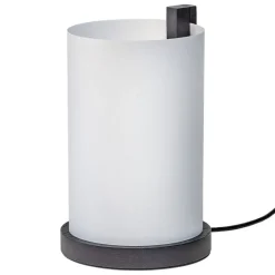 Motarasu Enso table lamp, white - black stained oak