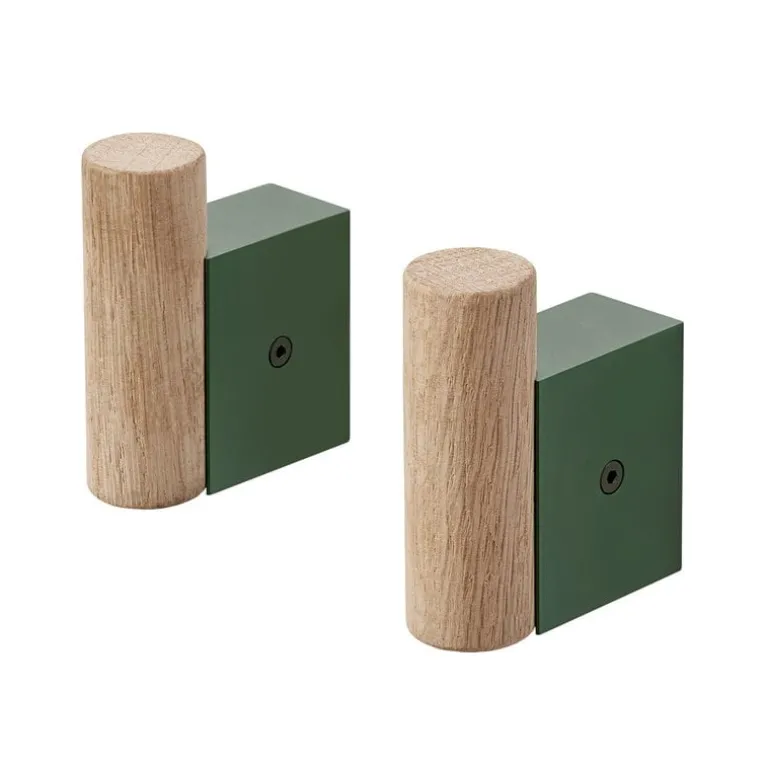 Muuto Attach coat hook 2 pcs, dark green - oak