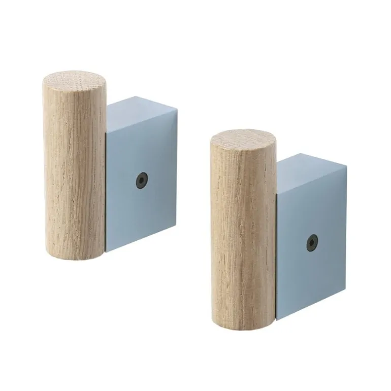 Muuto Attach coat hook 2 pcs, pale blue - oak