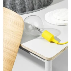 Muuto Base table round 110 cm, laminate with plywood edges, white