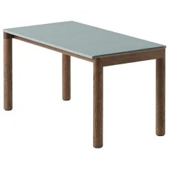Muuto Couple coffee table, 40 x 84 cm, wavy, pale blue - dark oak