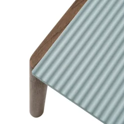 Muuto Couple coffee table, 40 x 84 cm, wavy, pale blue - dark oak