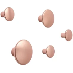 Muuto Dots Metal coat hooks, set of 5, rose