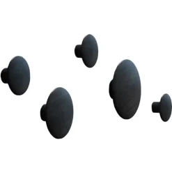 Muuto Dots Wood coat hooks, set of 5, black